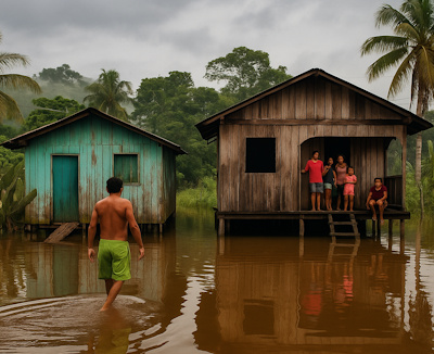 Population riveraine de l’Amazonie faisant face aux crues extrêmes