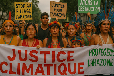 Peuples autochtones d’Amazonie réclamant justice climatique